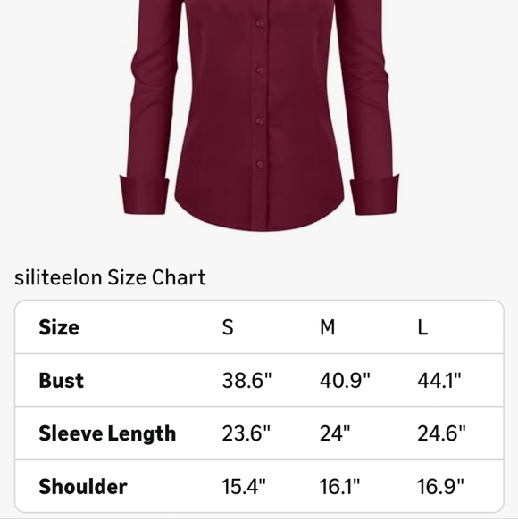 Women's Siliteelon Brand Slim Fit Burgandy L/S Button Down Dress Shirt Med NEW! - Picture 5 of 12